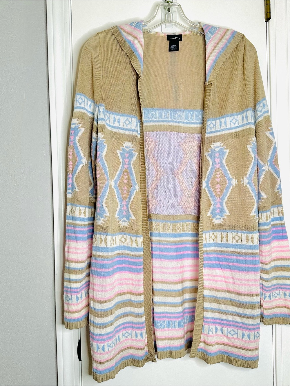 Hooded Aztec Print Cardigan